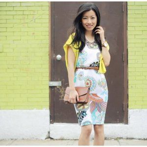 Banana Republic Trina Turk White Silk Dress Mod Sea Life Print 2012